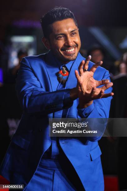 Tenoch Huerta poses for a photo during the Wakanda Forever Red Carpet in Mexico City at Plaza Satelite on November 09, 2022 in Mexico City, Mexico.