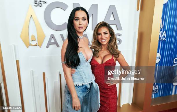 Katy Perry and Jessie James Decker attend the 56th Annual Country Music Association Awards at Bridgestone Arena on November 09, 2022 in Nashville,...