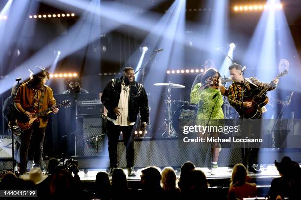 John Osborne of Brothers Osborne, Michael Trotter Jr. And Tanya Trotter of The War And Treaty, and T.J. Osborne of Brothers Osborne perform onstage...