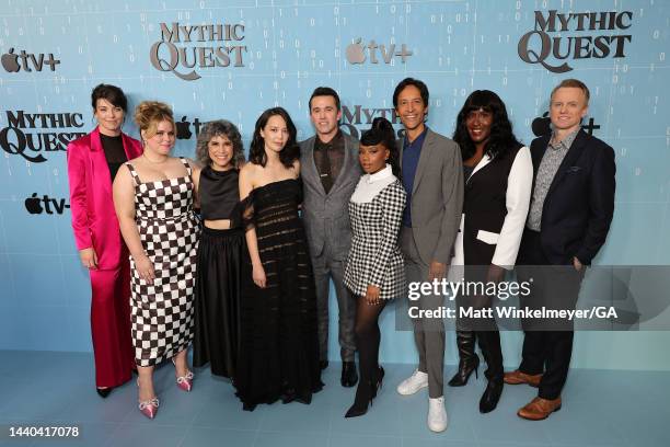 Megan Ganz, Jessie Ennis, Ashly Burch, Charlotte Nicdao, Rob McElhenney, Imani Hakim, Danny Pudi, Naomi Ekperigin, and David Hornsby attend the...