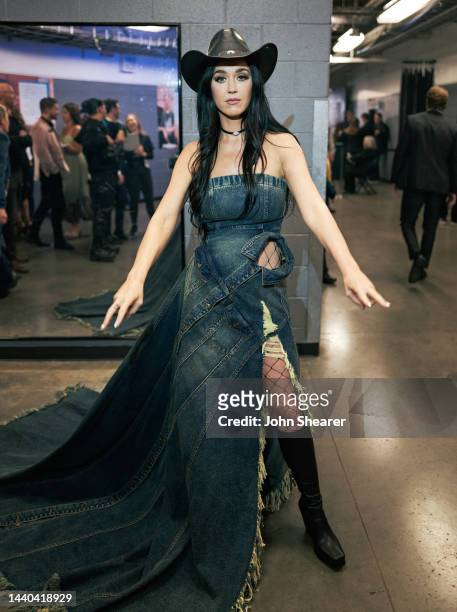Katy Perry poses backstage during the 56th Annual Country Music Association Awards at Bridgestone Arena on November 09, 2022 in Nashville, Tennessee.