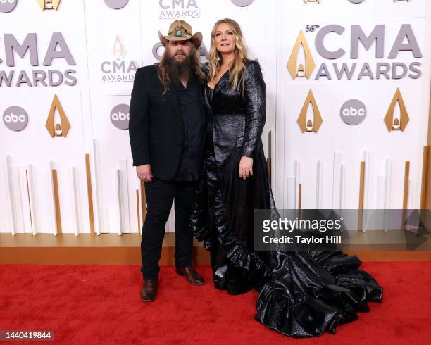 Chris Stapleton and Morgane Stapleton attend the 56th Annual CMA Awards at Bridgestone Arena on November 09, 2022 in Nashville, Tennessee.