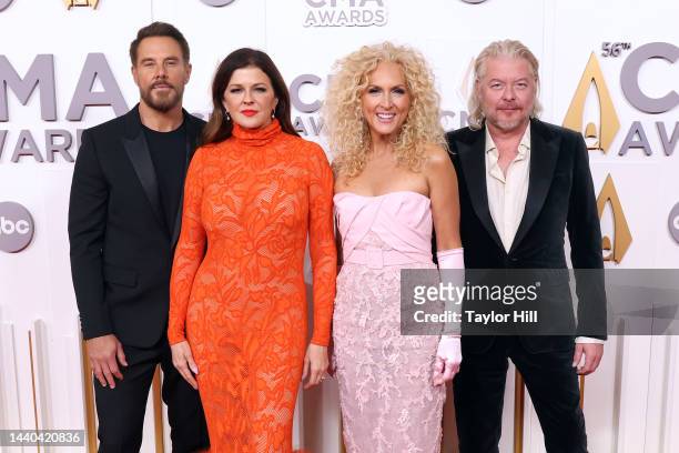 Jimi Westbrook, Karen Fairchild, Kimberly Schlapman, and Philip Sweet of Little Big Town attend the 56th Annual CMA Awards at Bridgestone Arena on...