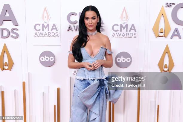 Katy Perry attends the 56th Annual CMA Awards at Bridgestone Arena on November 09, 2022 in Nashville, Tennessee.