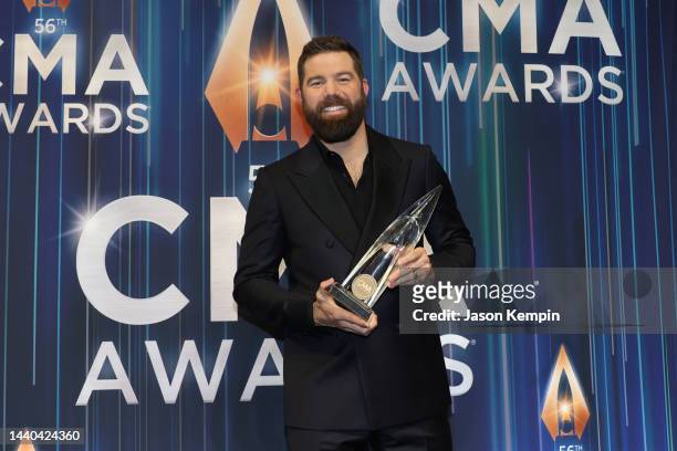 Song of the Year winner Jordan Davis poses in the press room during The 56th Annual CMA Awards at Bridgestone Arena on November 09, 2022 in...