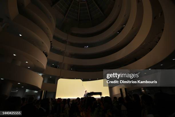 Norah Jones performs onstage during the 2022 Guggenheim International Gala, made possible by Dior at Guggenheim Museum on November 09, 2022 in New...