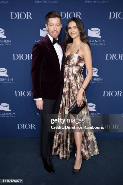 Shaun White and Nina Dobrev attend the 2022 Guggenheim International Gala, made possible by Dior at Guggenheim Museum on November 09, 2022 in New...