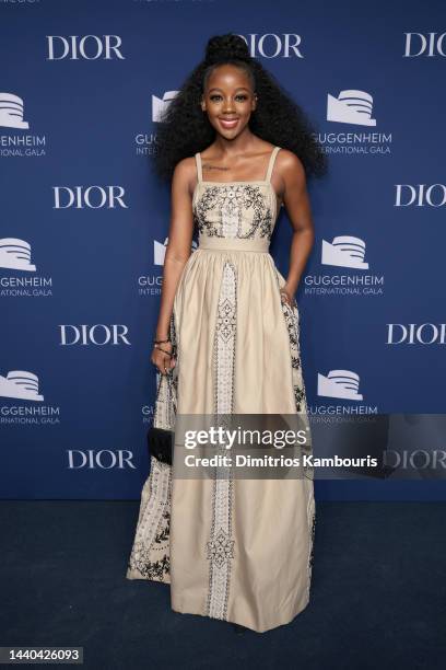 Thuso Mbedu attends the 2022 Guggenheim International Gala, made possible by Dior at Guggenheim Museum on November 09, 2022 in New York City.