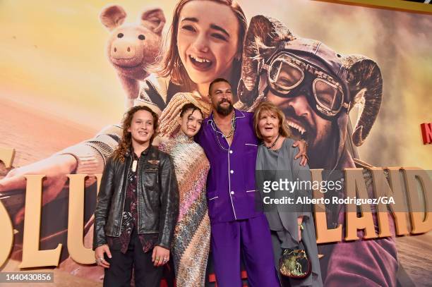 Nakoa-Wolf Manakauapo Namakaeha Momoa, Lola Iolani Momoa, Jason Momoa, and guest attend the Los Angeles Premiere of Netflix's "Slumberland" at AMC...