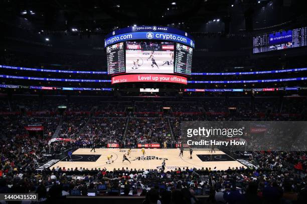 General view of the court during a 114-101 LA Clippers win over the Los Angeles Lakers at Crypto.com Arena on November 09, 2022 in Los Angeles,...
