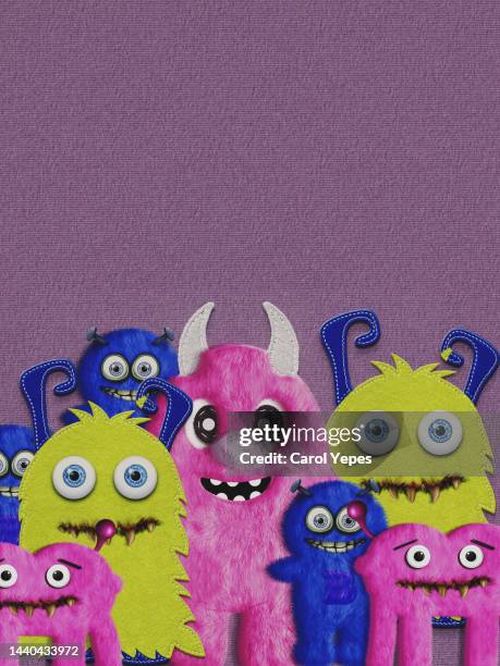 group of cute monster .space for copy - モンスター　かわいい ストックフォトと画像