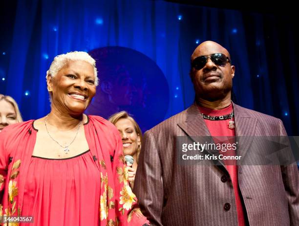Dionne Warwick and Stevie Wonder perform during the 2012 Library of Congress Gershwin Prize for Popular Song at The Library of Congress on May 8,...
