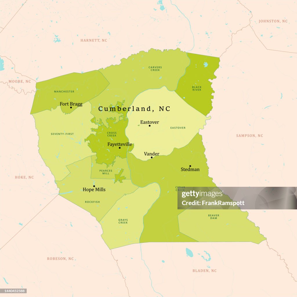 NC Cumberland County Vector Map Green