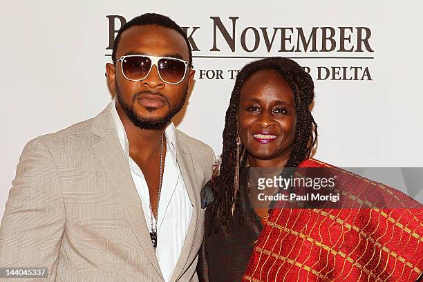 Enyinna Nwigwe and former U.S. Ambassador Robin Sanders attend the Black November screening at John F. Kennedy Center for the Performing Arts on May...