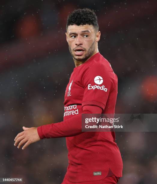 Alex Oxlade-Chamberlain of Liverpool during the Carabao Cup Third Round match between Liverpool and Derby County at Anfield on November 09, 2022 in...