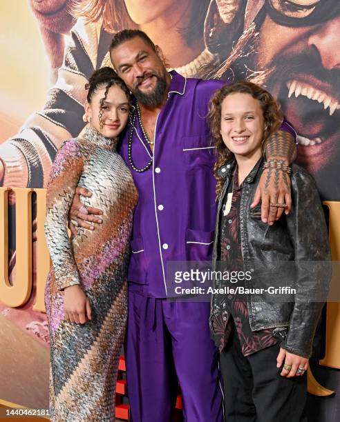 Lola Iolani Momoa, Jason Momoa, and Nakoa-Wolf Manakauapo Namakaeha Momoa attend the Los Angeles Premiere of Netflix's "Slumberland" at AMC Century...