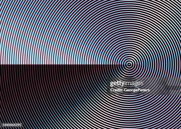 technology striped pattern background with glitch technique - concentric circle graph stock illustrations