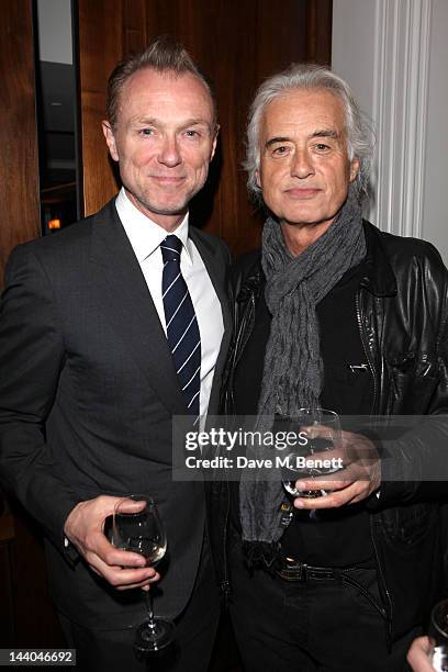 Gary Kemp and Jimmy Page attend a party to launch the book "Speed of Life," containing photographs of David Bowie, by Masayoshi Sukita at the Arts...