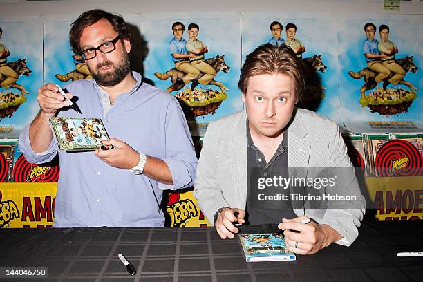 Eric Wareheim and Tim Heidecker attend 'Tim and Eric's Billion Dollar Movie' blu-ray disc and DVD release party at Amoeba Music on May 8, 2012 in...