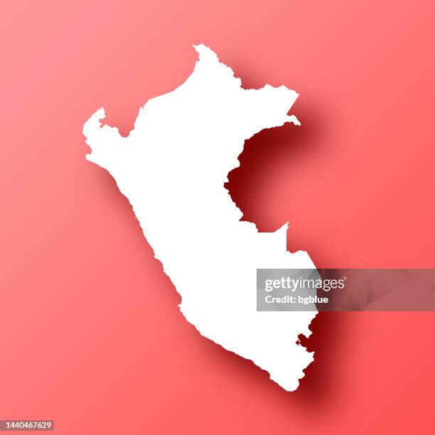 peru map on red background with shadow - country map stock illustrations
