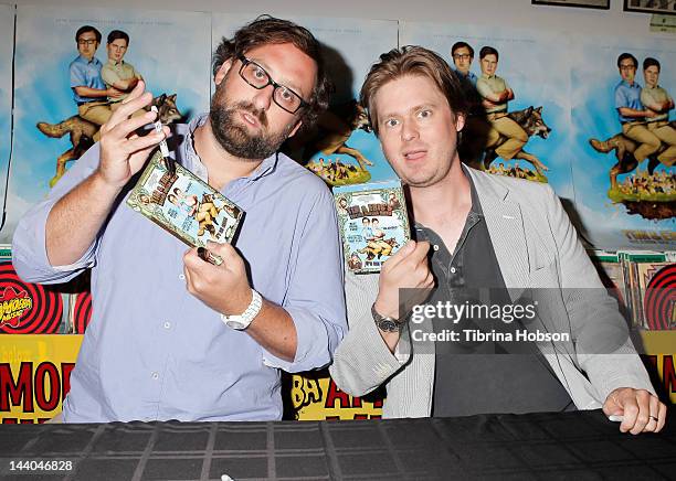 Eric Wareheim and Tim Heidecker attend 'Tim and Eric's Billion Dollar Movie' blu-ray disc and DVD release party at Amoeba Music on May 8, 2012 in...