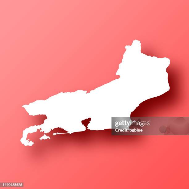 rio de janeiro map on red background with shadow - rio de janeiro stock illustrations