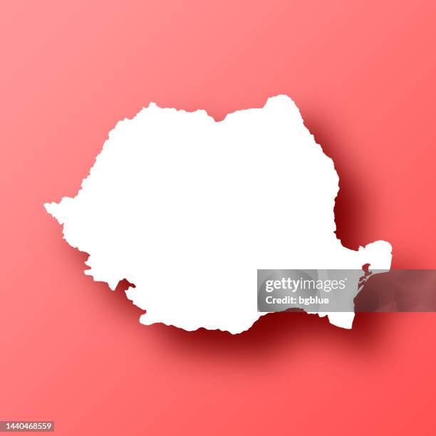 romania map on red background with shadow - bucharest map stock illustrations