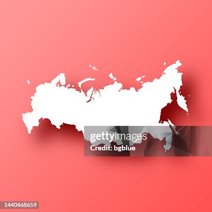Russia map on Red background with shadow Russia map on Red background with shadow
