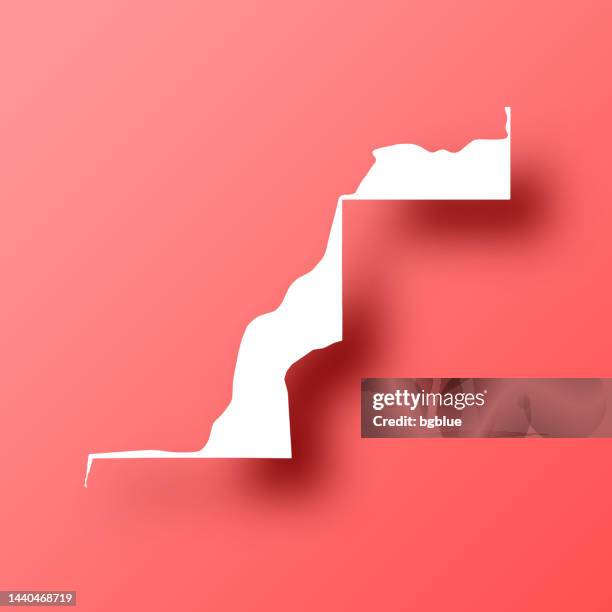 sahrawi arab democratic republic map on red background with shadow - morocco map stock illustrations