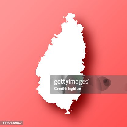 Saint Lucia map on Red background with shadow Saint Lucia map on Red background with shadow