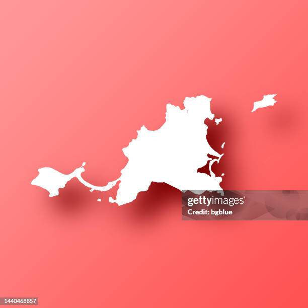 saint-martin map on red background with shadow - fancy border stock illustrations