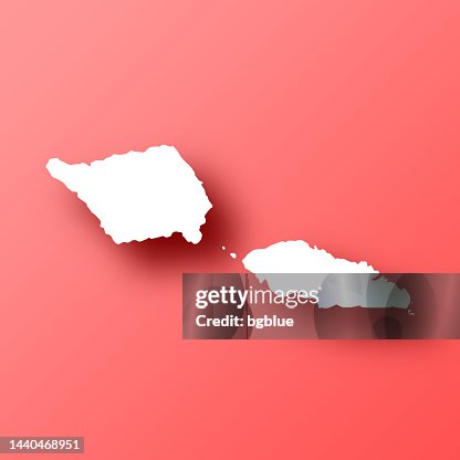 Samoa map on Red background with shadow Samoa map on Red background with shadow