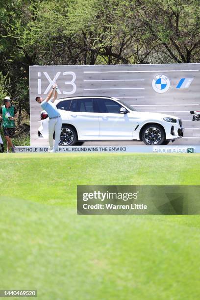 Maximilian Kieffer of Germany tees off on the 16th hole during Day One of the Nedbank Golf Challenge at Gary Player CC on November 10, 2022 in Sun...