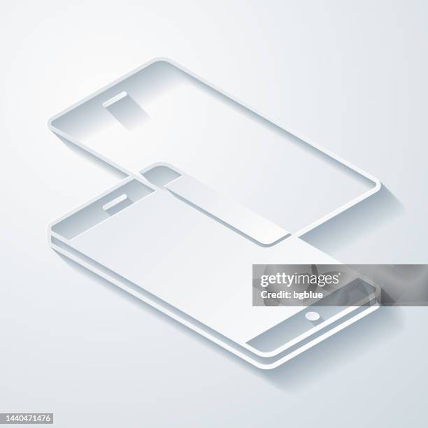 glass screen protector. icon with paper cut effect on blank background - tempered glass stock illustrations