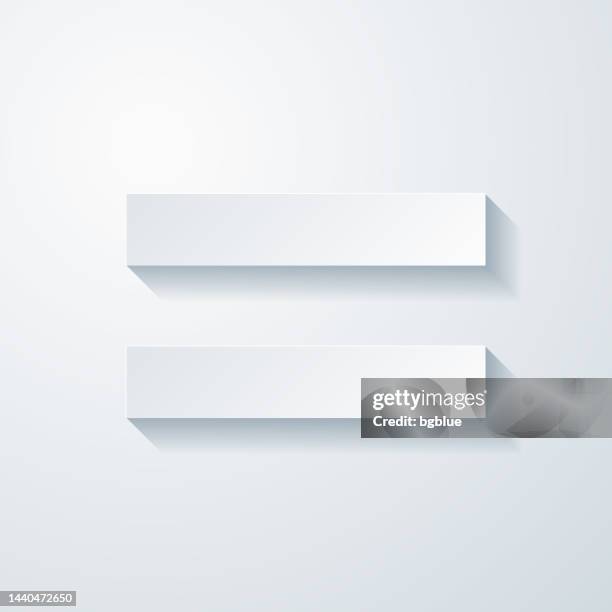 equal sign. icon with paper cut effect on blank background - equal sign equality stock illustrations