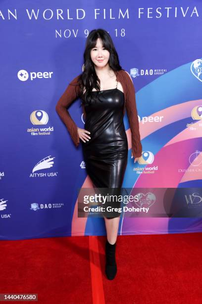 Actress Natalie Yau Meng attends the opening night of the 2022 Asian World Film Festival, at the Regency Village Theatre on November 09, 2022 in Los...