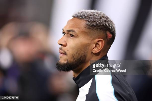 Joelinton of Newcastle United looks on prior to the Carabao Cup Third Round match between Newcastle United and Crystal Palace at St James' Park on...