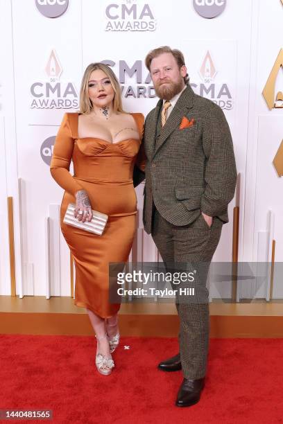 Elle King and Andrew Ferguson attend the 56th Annual CMA Awards at Bridgestone Arena on November 09, 2022 in Nashville, Tennessee.