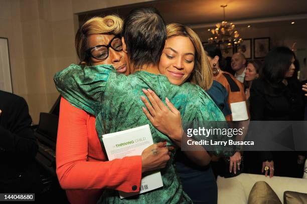 Singer Mary J. Blige, Erica Reid and singer Beyonce attend Antonio "L.A." Reid's book launch event for his wife Erica Reid's book "The Thriving...
