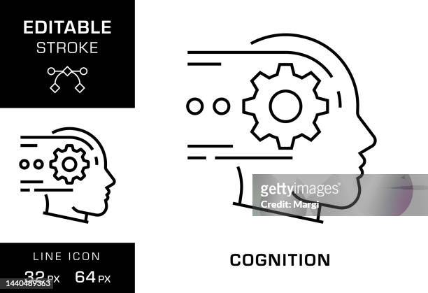 cognition editable stroke line icon design - neuroscience stock illustrations