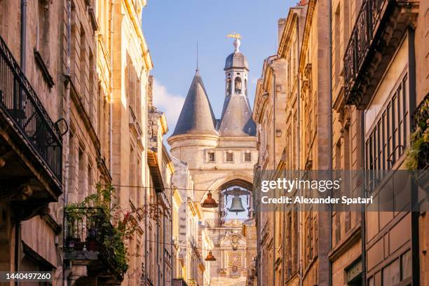 la grosse cloche, bell tower on the medieval gate in bordeaux, france - central europe stock pictures, royalty-free photos & images