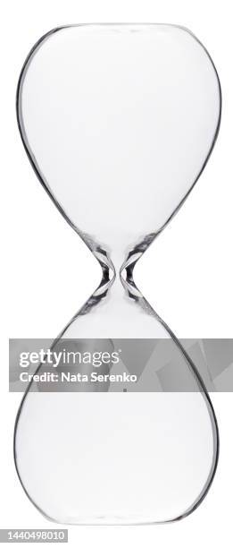 transparent empty hourglass isolated on white background. - sablier photos et images de collection