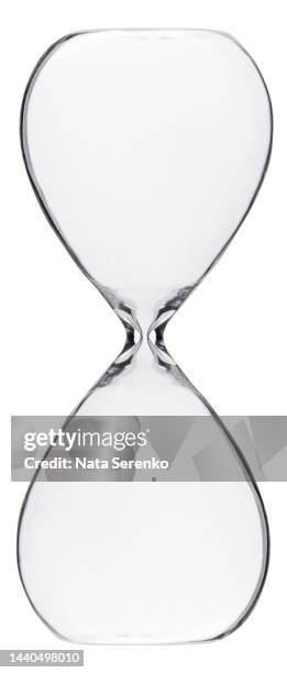 transparent empty hourglass isolated on white background. - timglas bildbanksfoton och bilder