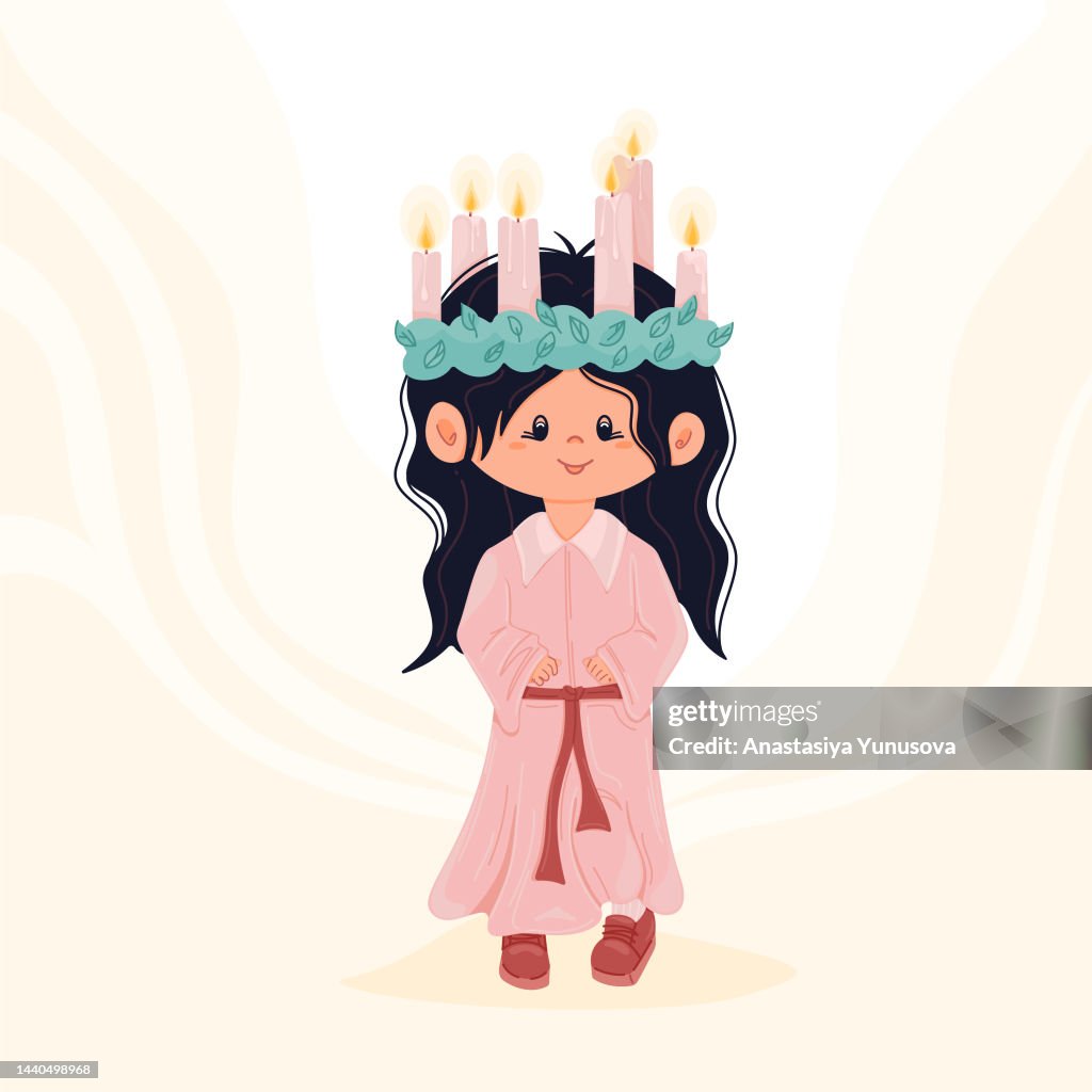 Cute little girl dressed for Saint Lucy Day