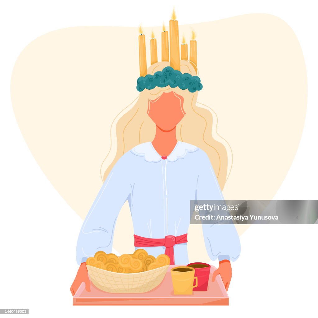 Saint Lucy celebration wearing candle crown