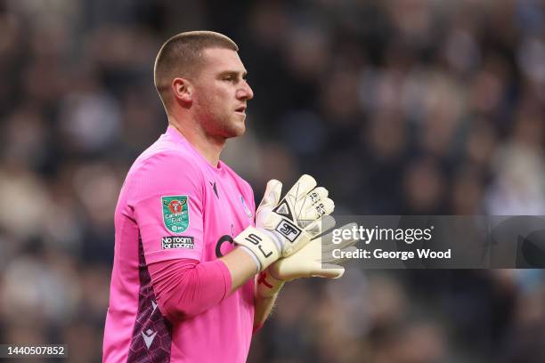 Sam Johnstone of Crystal Palace looks on during the Carabao Cup Third Round match between Newcastle United and Crystal Palace at St James' Park on...