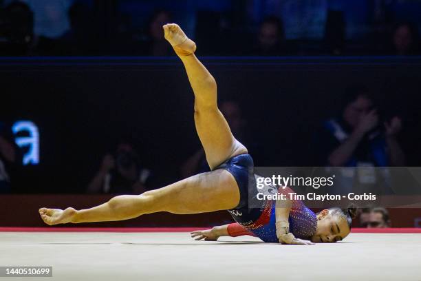 November 6: Jessica Gadirova of Great Britain performs her routine during her gold medal performance in the Women's Artistic Gymnastics Floor Final...