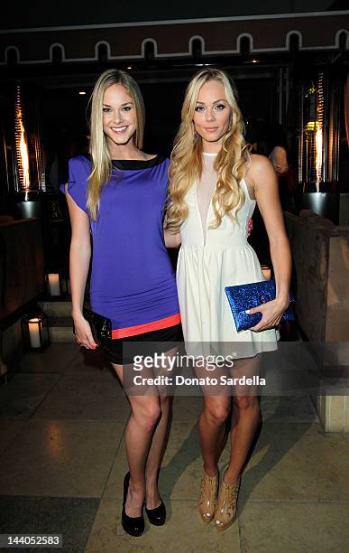Abigail Klein and Laura Vandervoort attend Lucky Magazine And Essie Celebrate June Cover Star Emily VanCamp at Sunset Tower on May 8, 2012 in West...