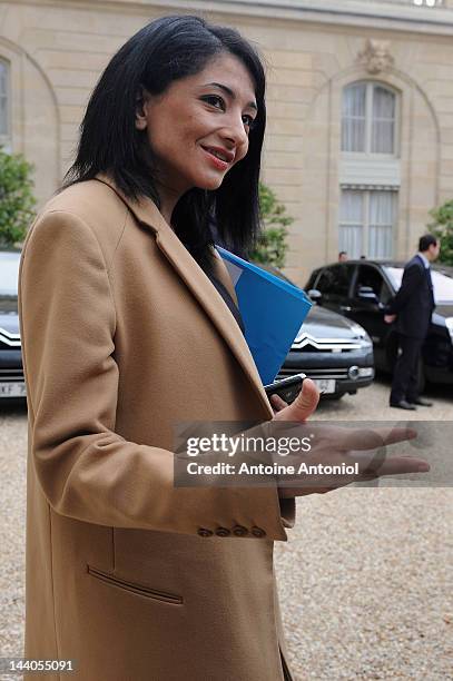 France's Youth and Associations Junior Minister Jeannette Bougrab leaves the weekly cabinet meeting at Elysee Palace on May 9, 2012 in Paris, France.