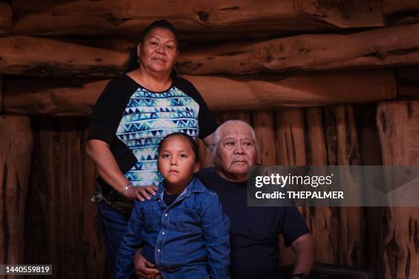 navajo family generational portrait - native american reservation stock pictures, royalty-free photos & images